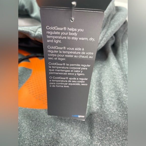 NWT Under Armour Gray Coldgear Hoodie Orange Logo Size Small - Picture 4 of 6